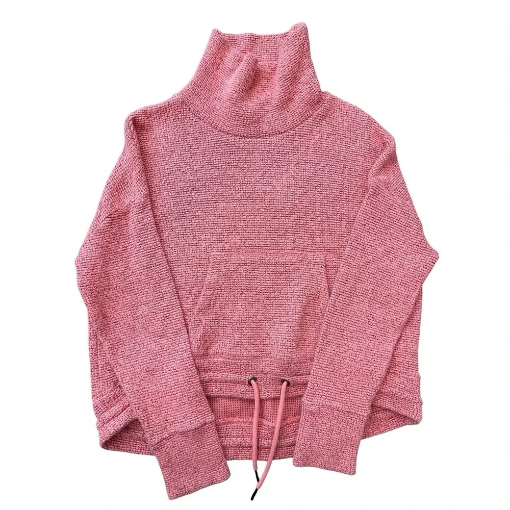 Sweaty Betty Sweater Pink Funnel Boucle Chunky Knit Preppy Athleisure Sz M